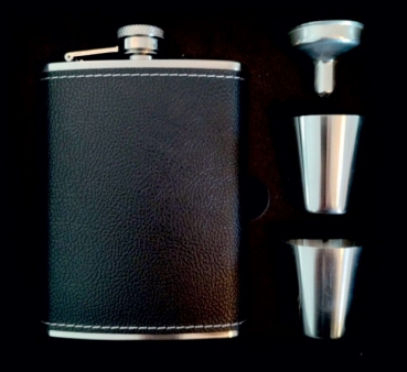 Taschenflasche mit 2 Bechern in Geschenkkarton